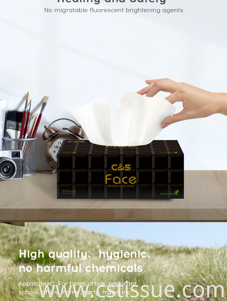 Good Price Coreless No Harmful Chemicals Virgin Wood Pulp Soft Box Facial Tissue